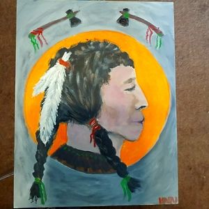 American Nickle Indian  Large Original Art